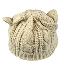 Hand Made 3D Cute Knitted Cat Ear Beanie Cap for Winter