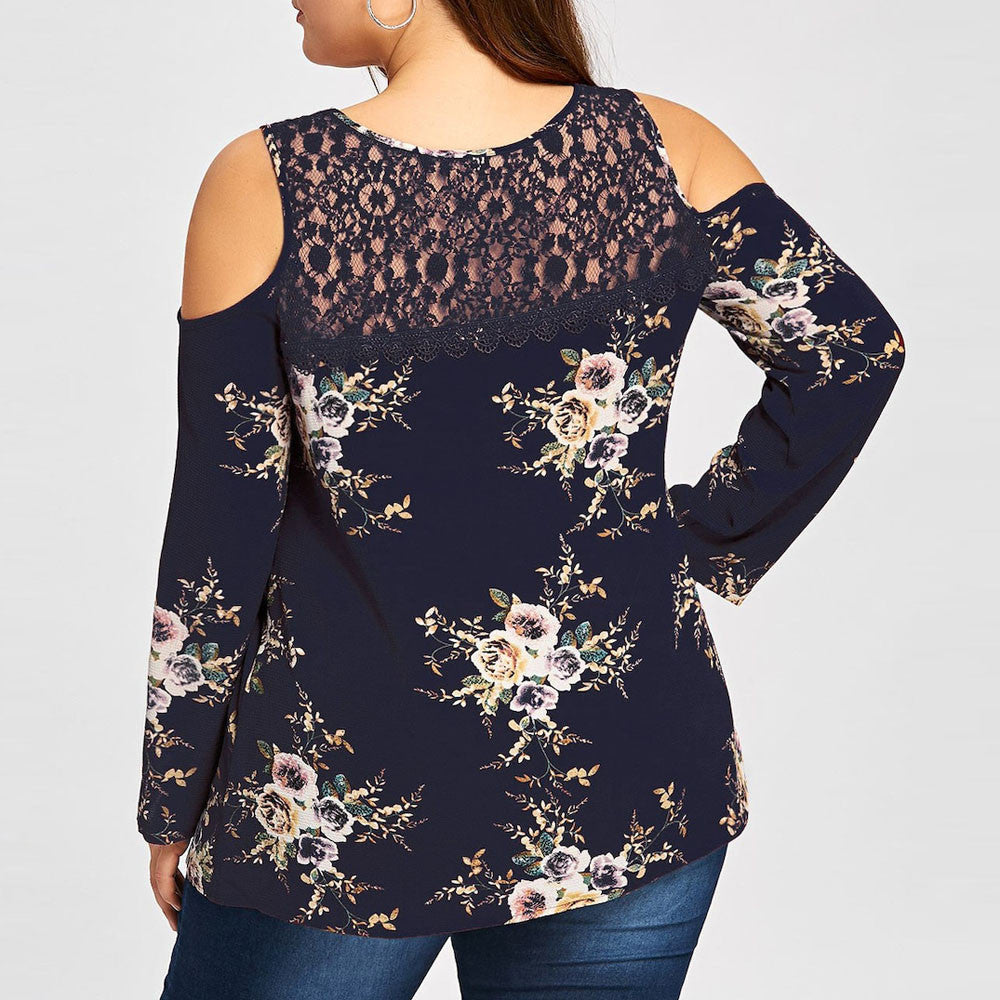 Lace Shirt Loose Floral Printed Women