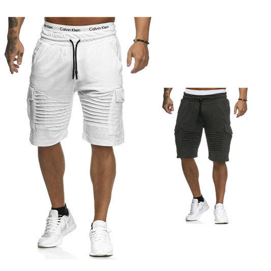 Men's pleated lace-up shorts