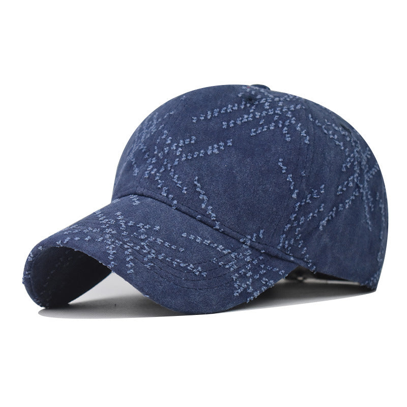 Fashion Washed Cotton Denim Baseball Cap With Holes