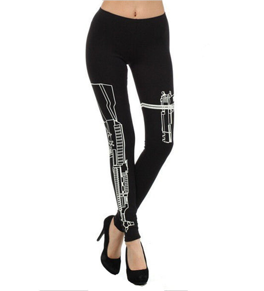 Punk personalized printed cotton nine-pointed leggings