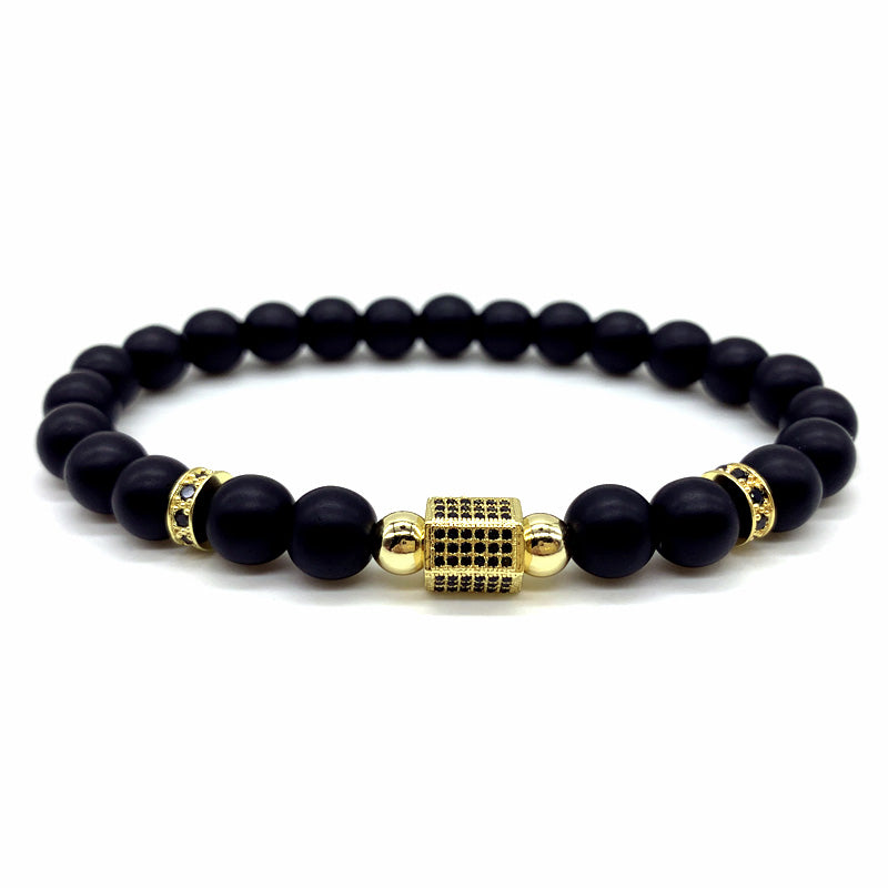 new fashion tube charm bracelet men temperament pave CZ matte beaded bracelet for men jewelry gift
