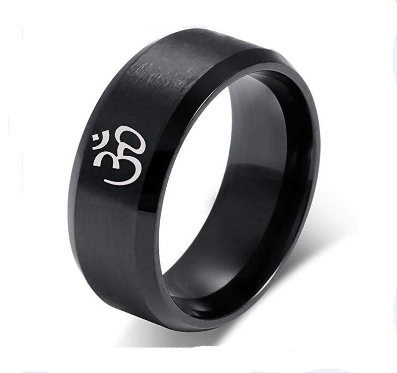 Sanskrit Ohm Stainless Steel Ring Men