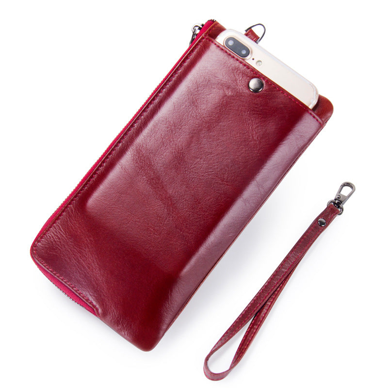 RFID anti-theft brushed leather ladies wallet