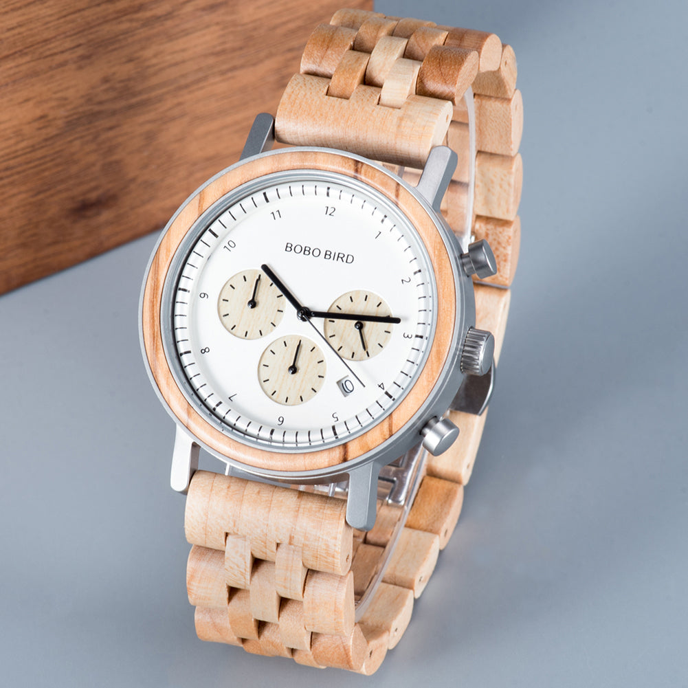 three-eyed six-pin wooden watch