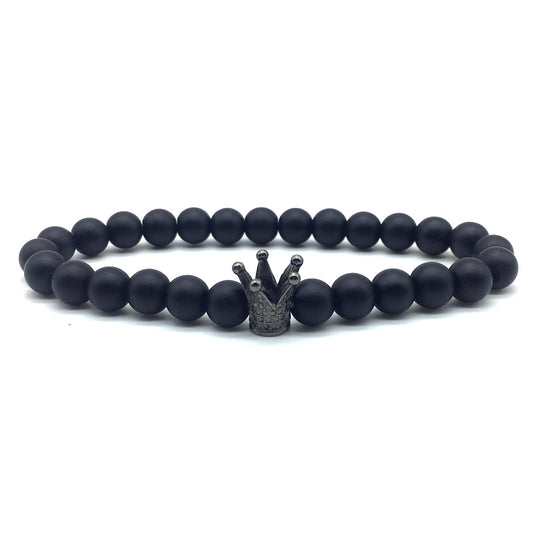 new trendy crown bracelet men temperament handmade 8mm matte bead bracelet for men jewelry gift