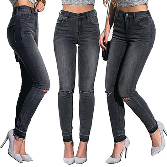 Commuter Straight Slim Sexy Ripped Jeans