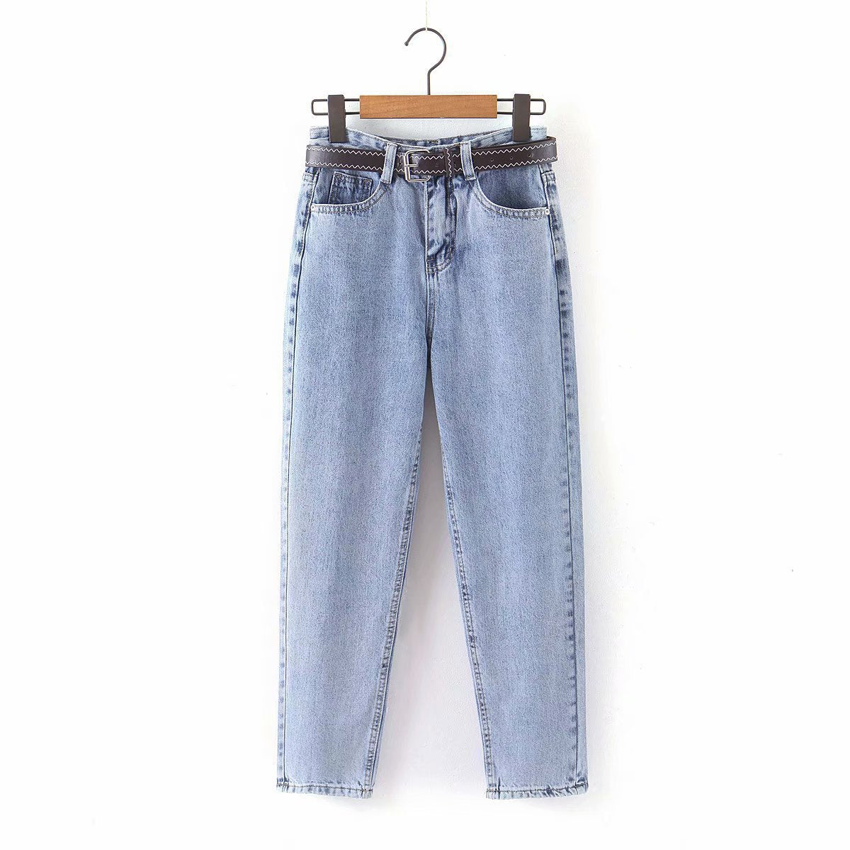 Pure color denim casual jeans