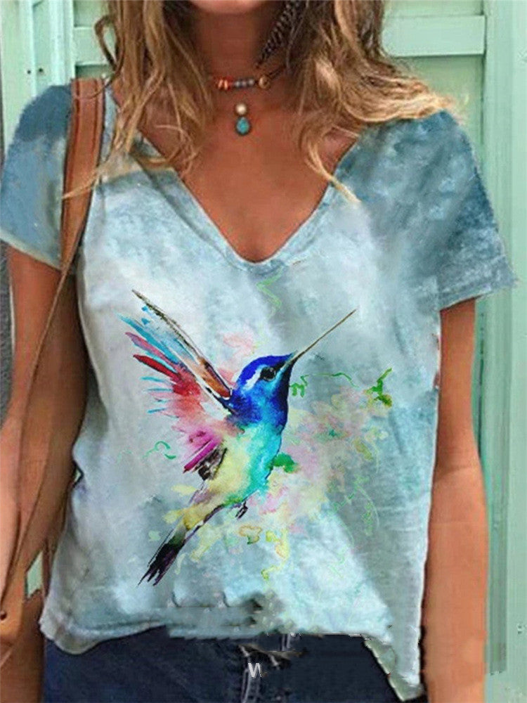 Summer 3D Digital Printing Casual Short-Sleeved T-Shirt Women