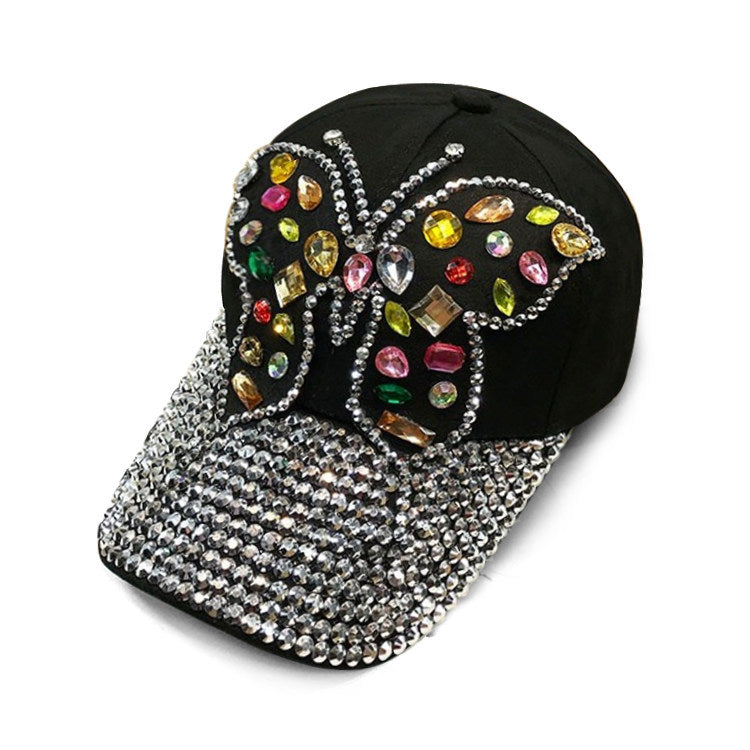 Autumn And Winter Handmade Butterfly Rhinestone Baseball Cap