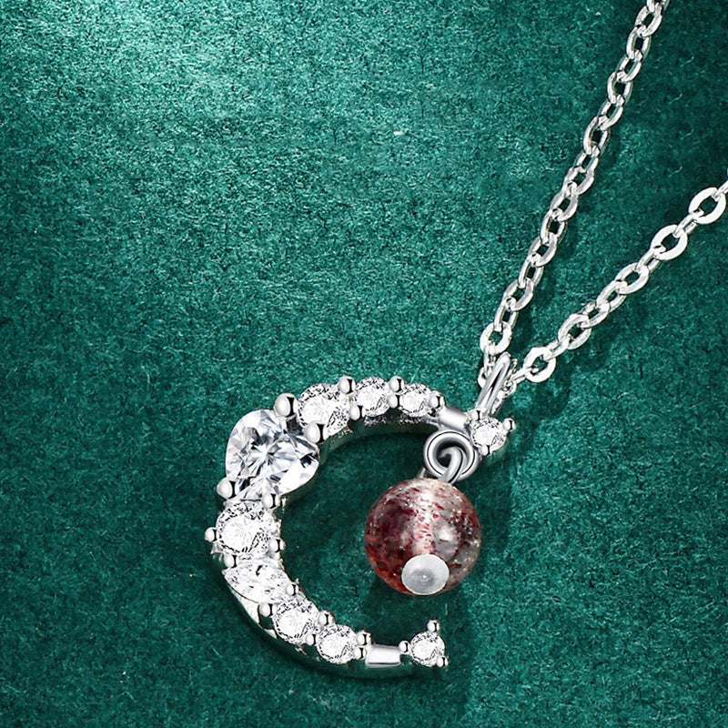 Sterling Silver Moon Necklace Women Light Luxury