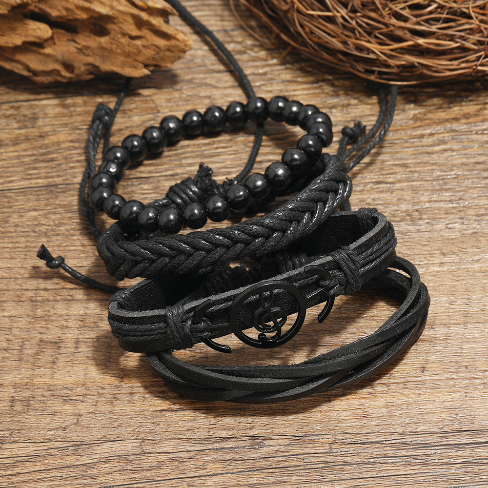 Hair Alloy Note Vintage Cowhide Bracelet Men