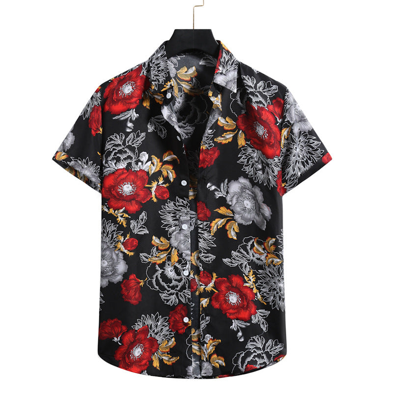 Men's Fashion Casual Beach Floral Shirt Hawaiian Shirt