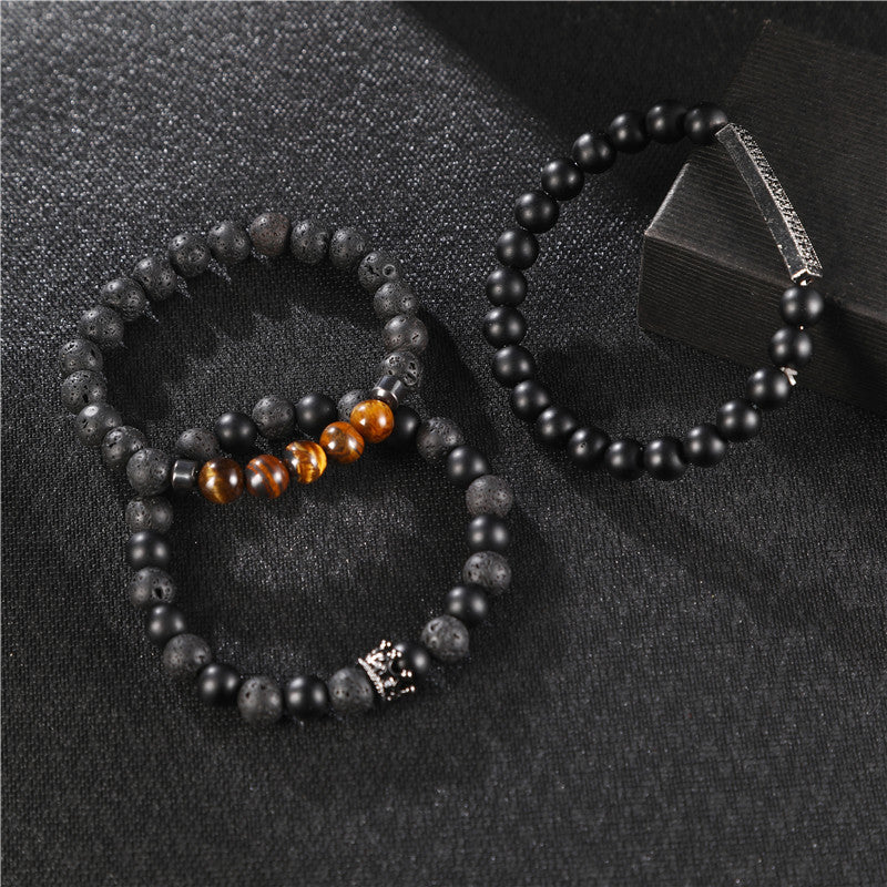 Frosted Lava Stone Suit Bracelet Men