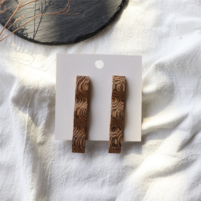 Wooden Earrings Wavy Retro All-match Earrings