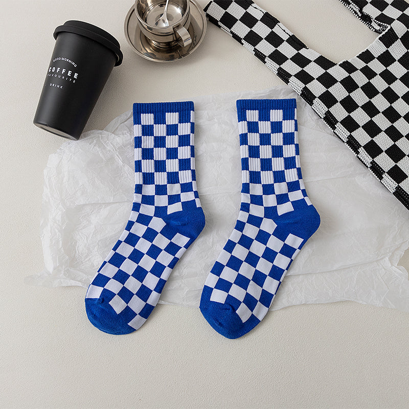 Light Cooked Mark 3 Pairs Of Checkerboard Socks Women