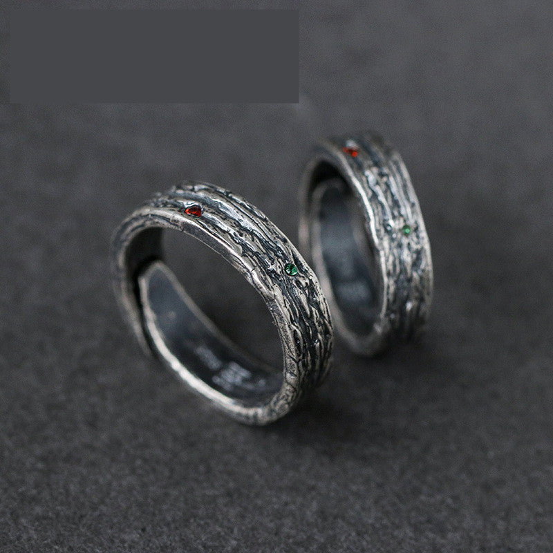 Ring Couple S925 Sterling Silver Literary Ring For Men And Women