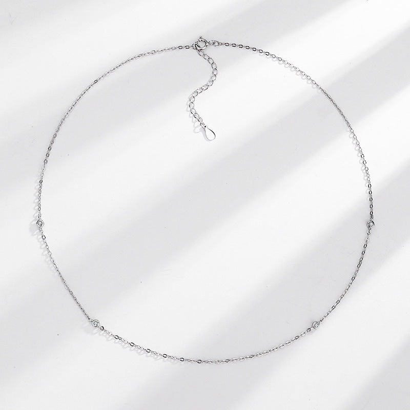 Sterling Silver Zircon Clavicle Chain Women