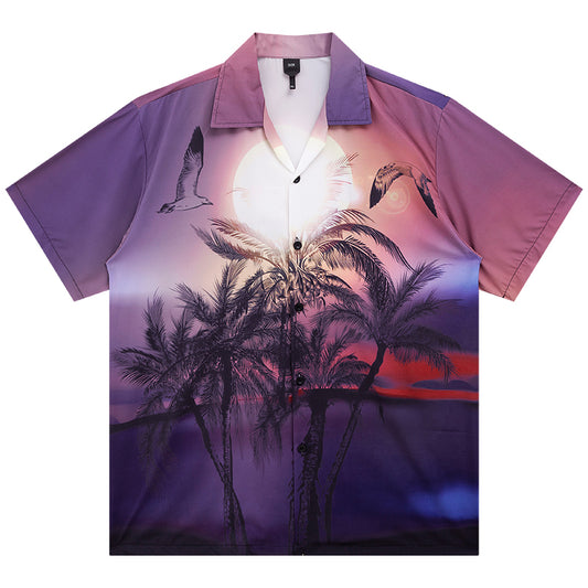 Men's Short Sleeve Casual Hawaiian Beach Flower Shirt