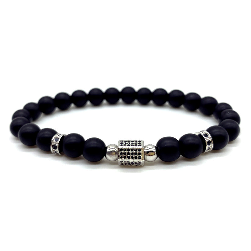 new fashion tube charm bracelet men temperament pave CZ matte beaded bracelet for men jewelry gift