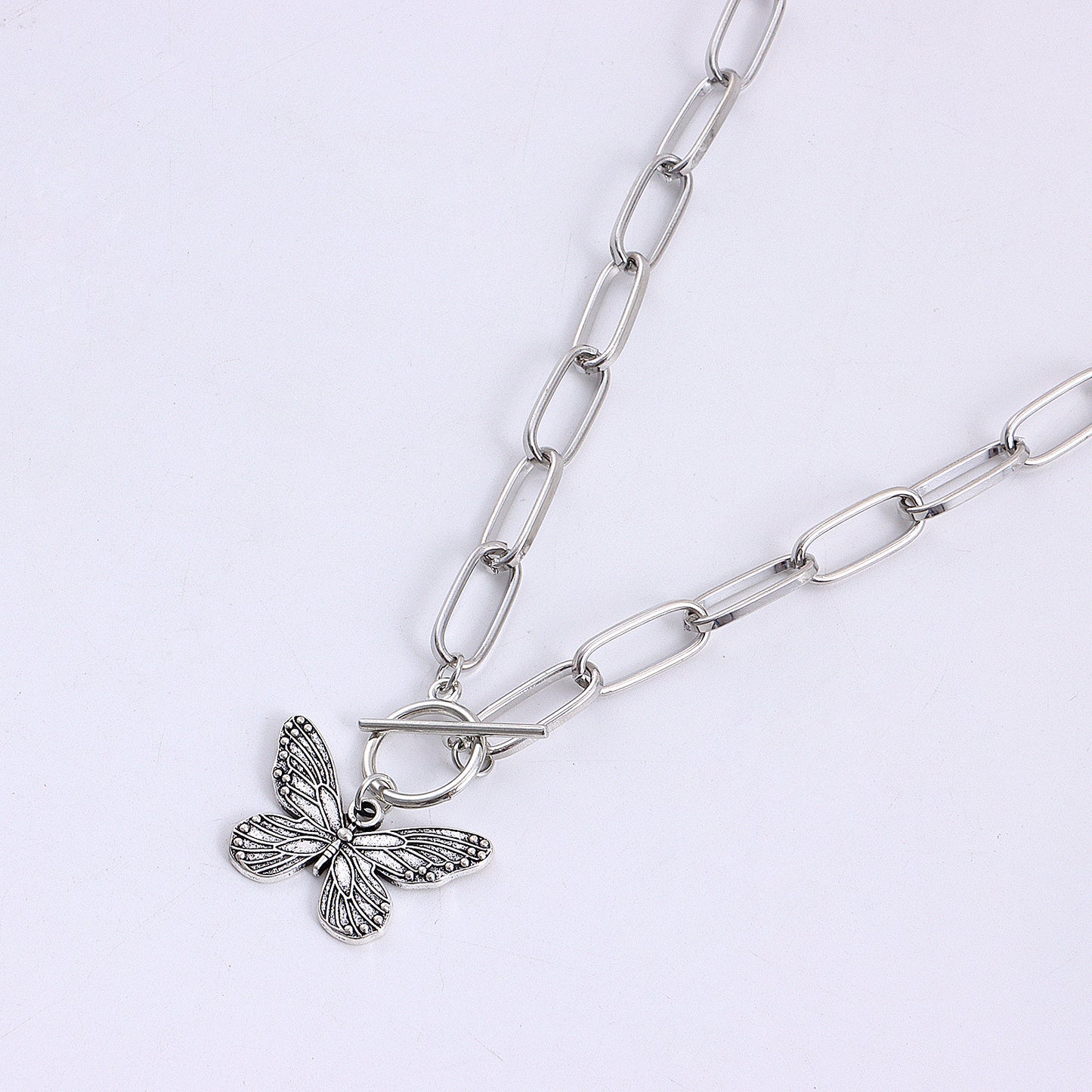 Pearl Striped Butterfly Pendant Necklace Women