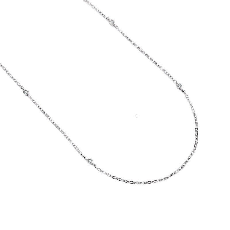 Sterling Silver Zircon Clavicle Chain Women