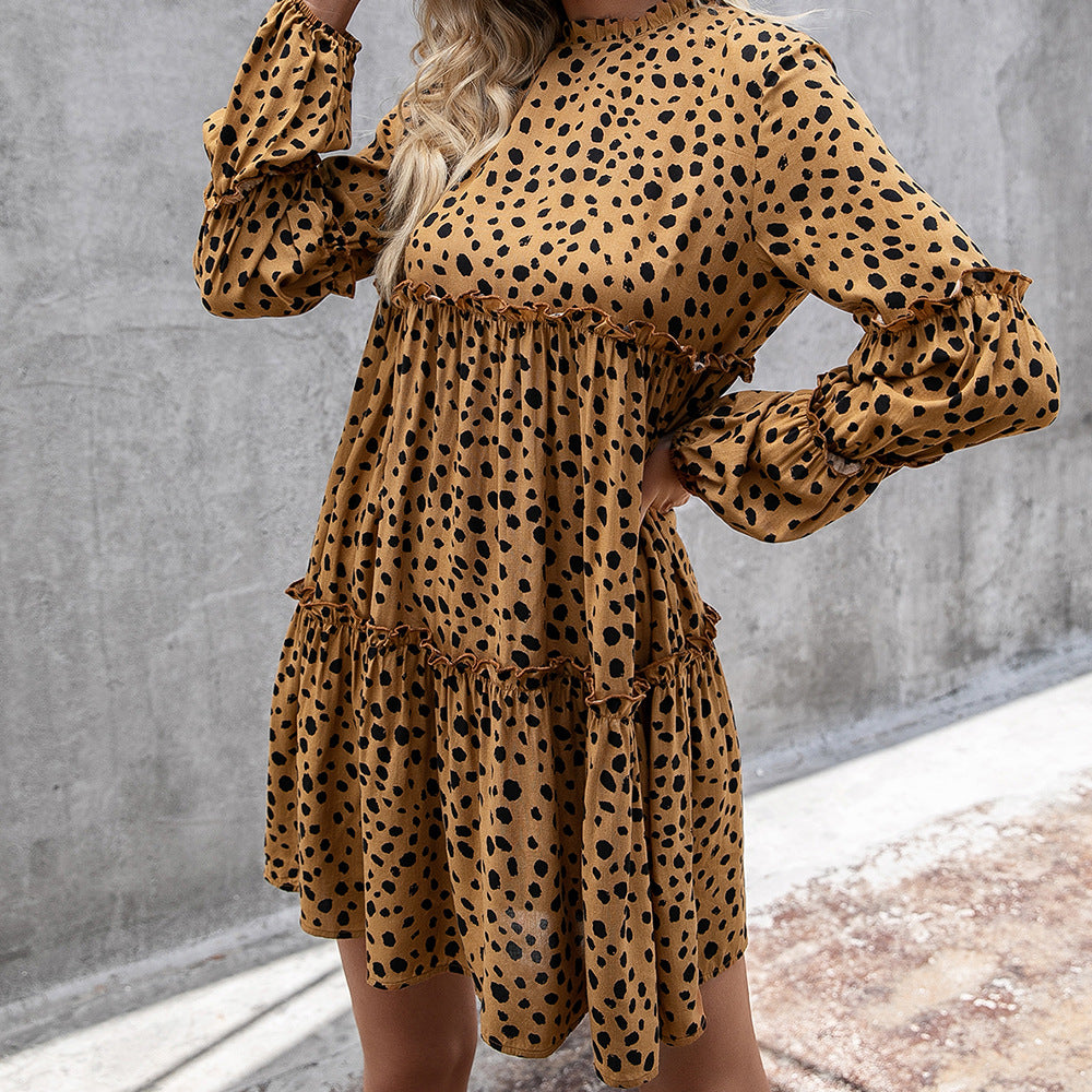 Milk Spotted Fungus Long-sleeved Dress Women