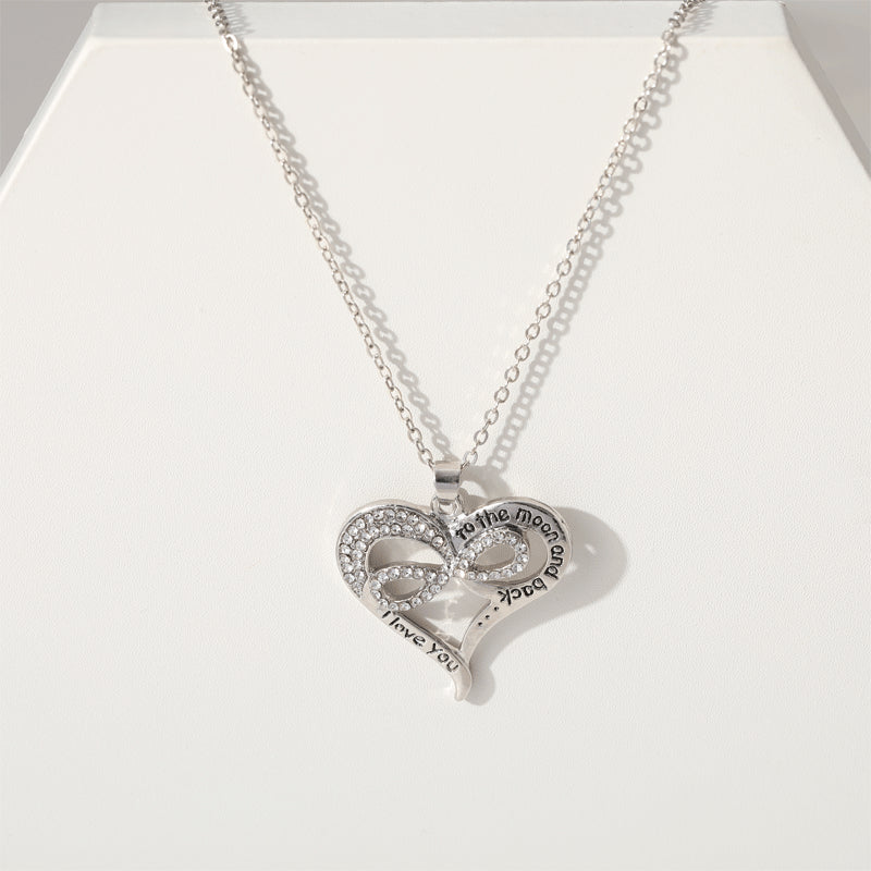 Silver Diamond Love Letter Necklace Women