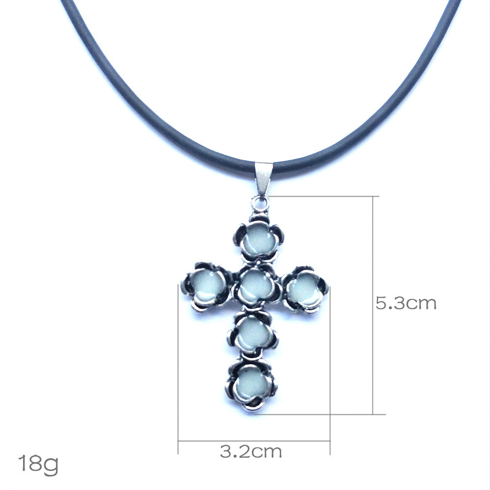 New Alloy Cross Luminous Necklace For Men And Women