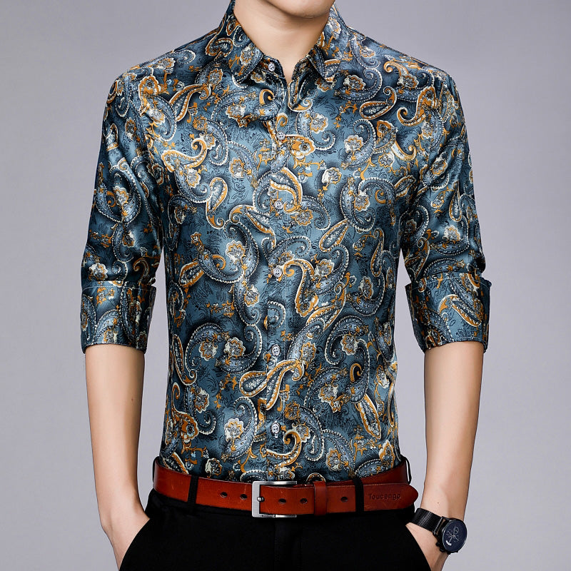 New mens silk shirt long sleeves