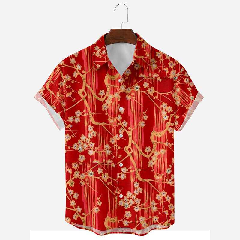 Men's Loose Print Beach Fashion Casual Shirt