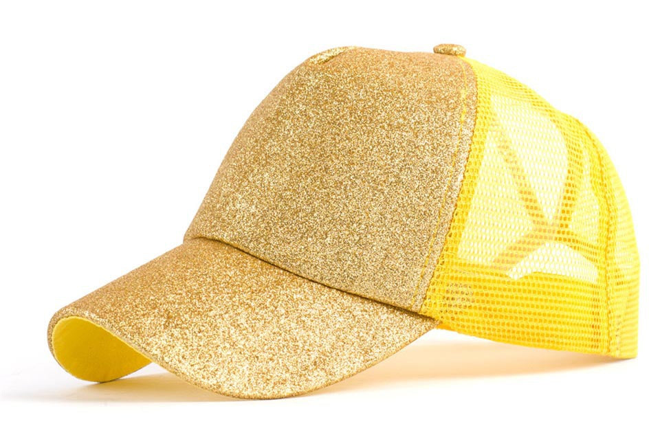 Baseball-Caps Ponytail Snapback Sequins Hip-Hop-Hat