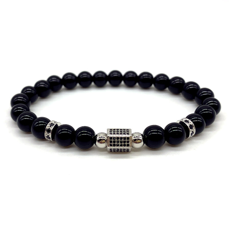 new fashion tube charm bracelet men temperament pave CZ matte beaded bracelet for men jewelry gift