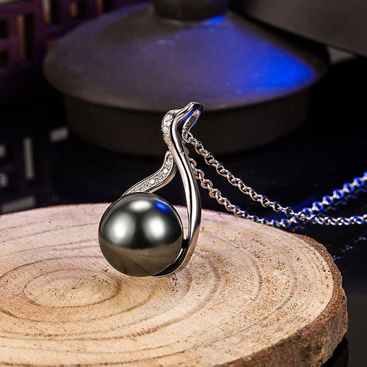 Tahitian Natural Black Pearl Pendant Women