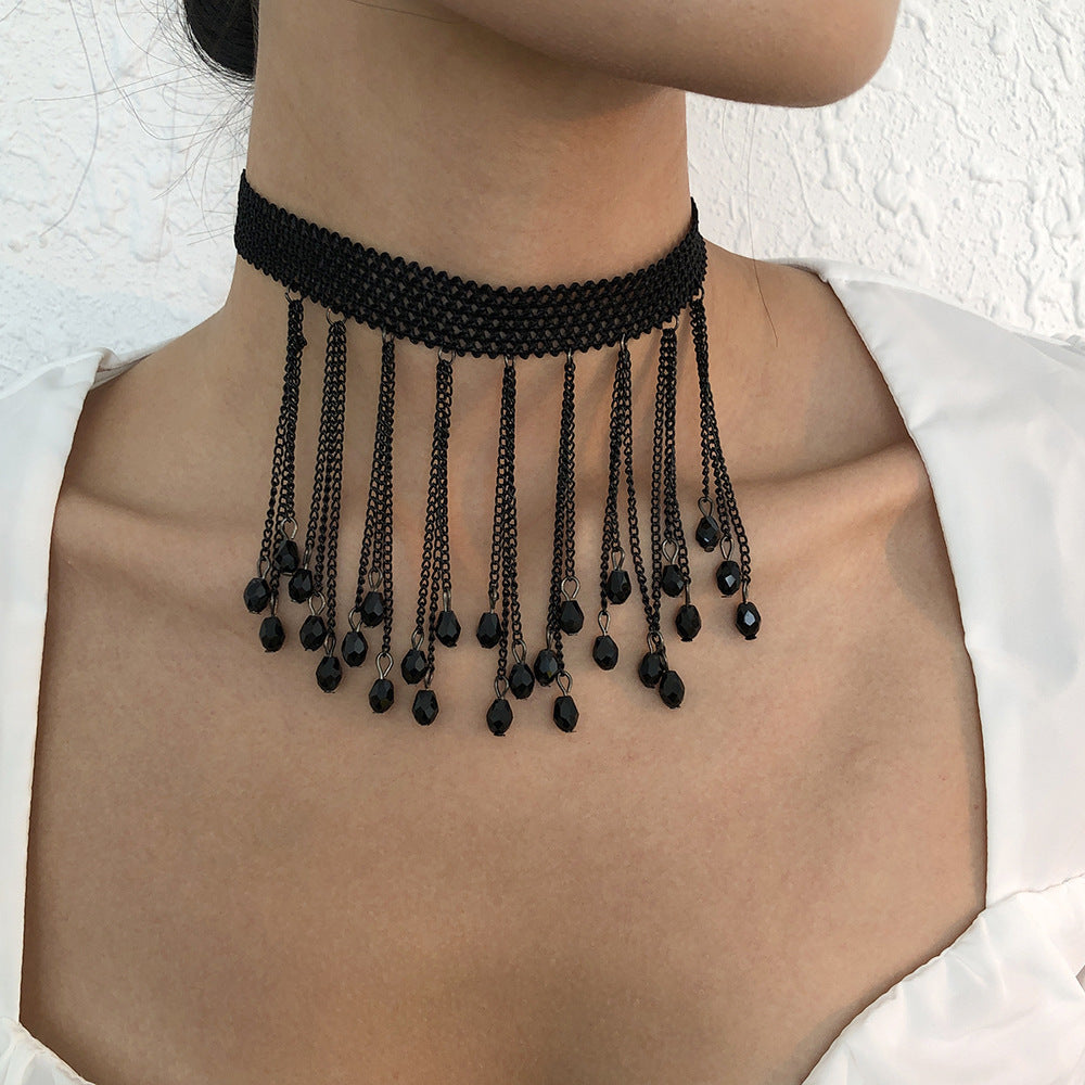 Lace Necklace Imitation Crystal Retro Simple Women