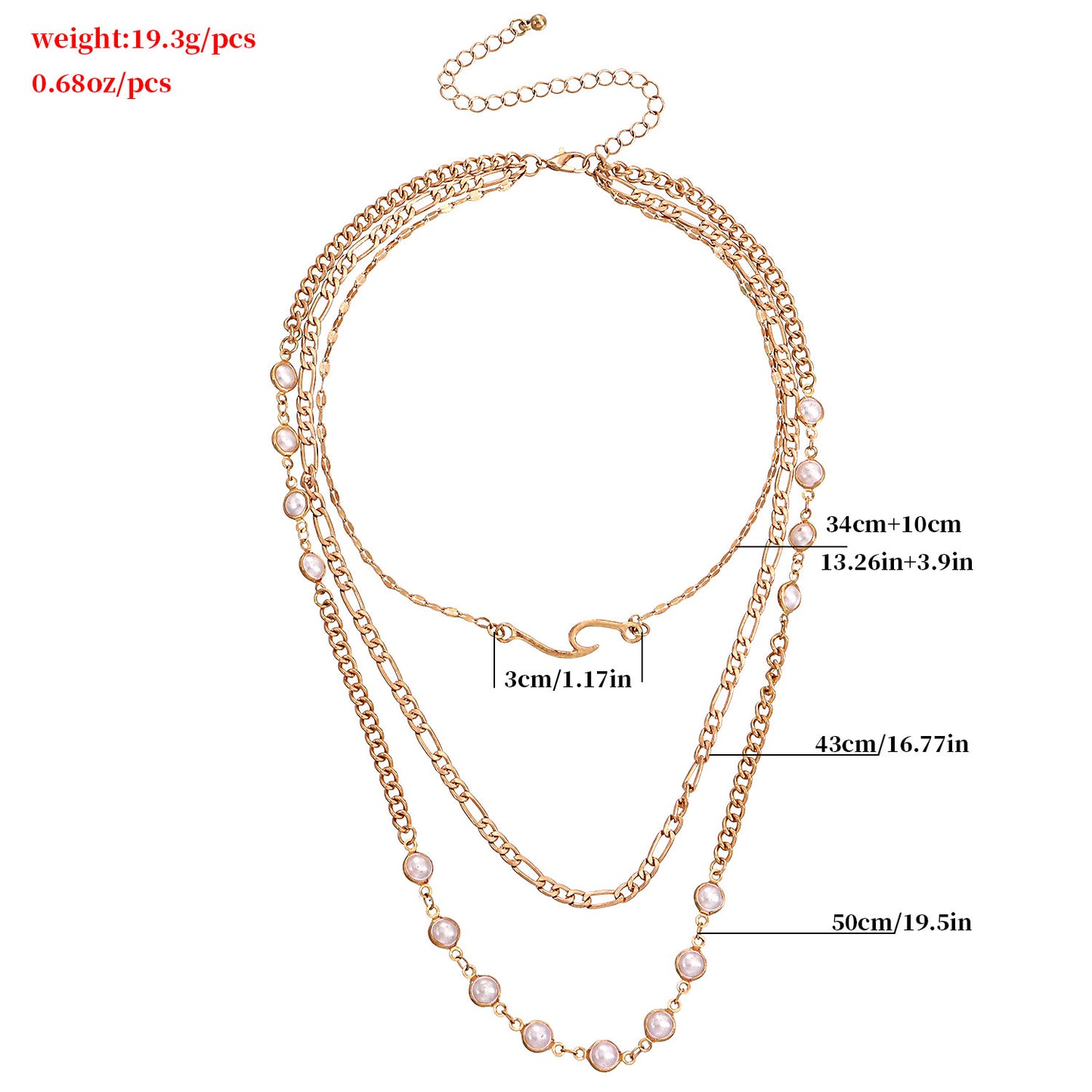 Multilayer Pearl Thin Chain Necklace Women