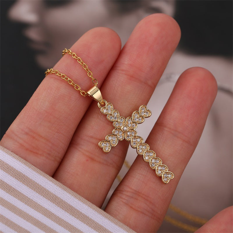 Zircon Cross Necklace Women