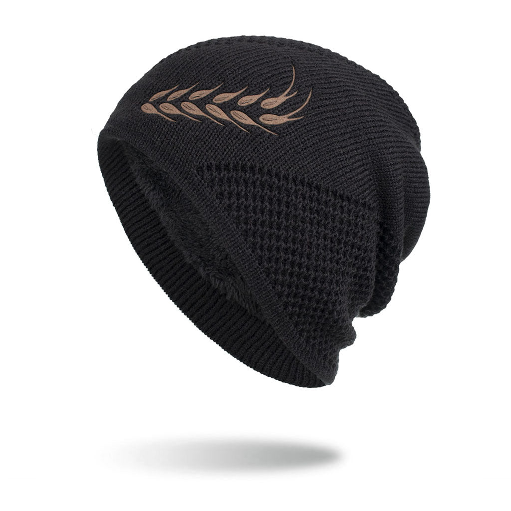 Embossed Wheat Ear Long Pullover Hat Knitted Beanie