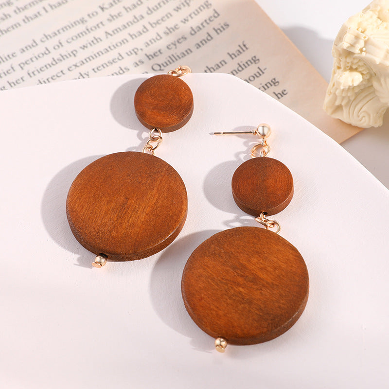 Wooden Earrings Cross-border E-commerce Foreign Trade Geometric Earrings