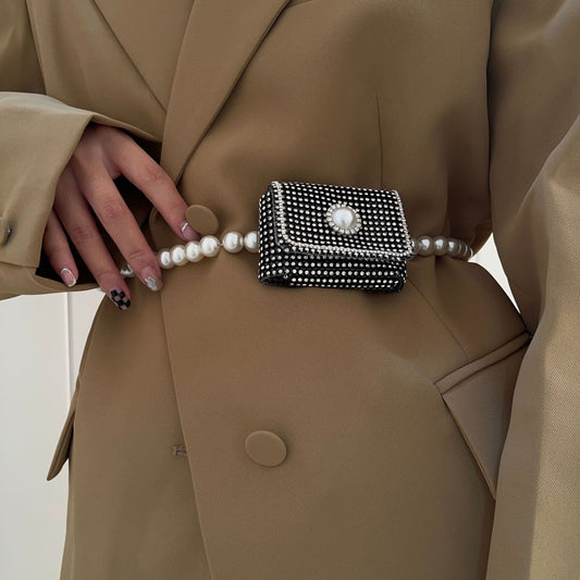 Fashion Belt Rhinestone Mini Crossbody Bag Vintage Waist Bag Waistband Body Jewelry Women Chain Belts