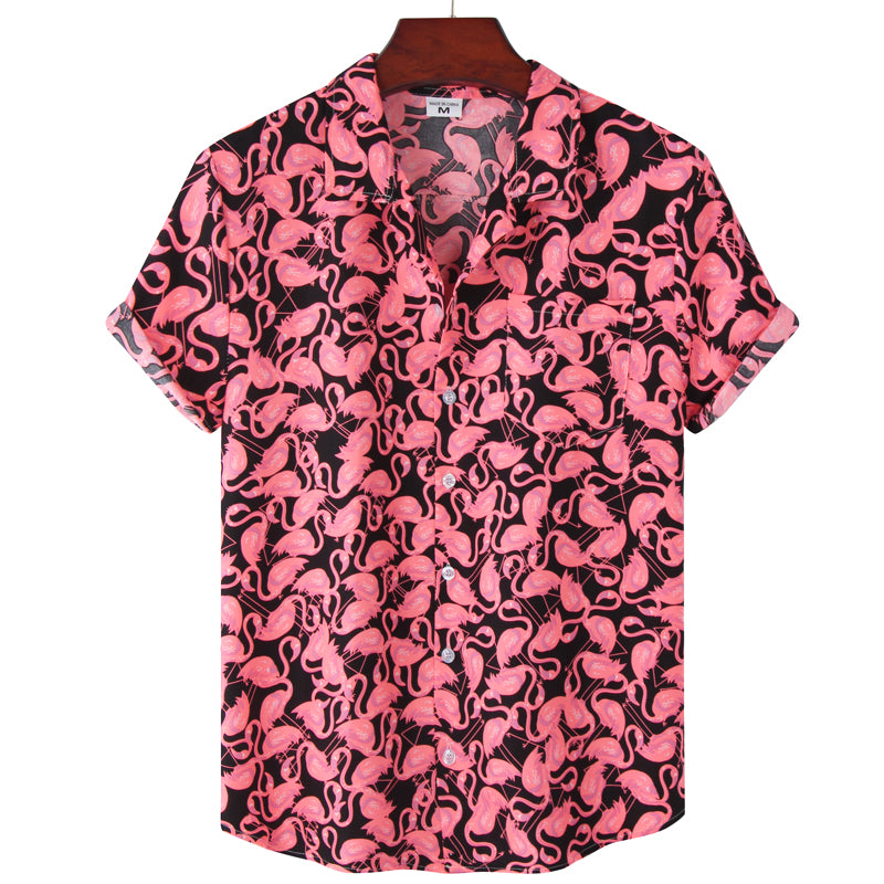 Hawaiian Beach Style Summer Suit Collar Short Sleeve Printed Shirt