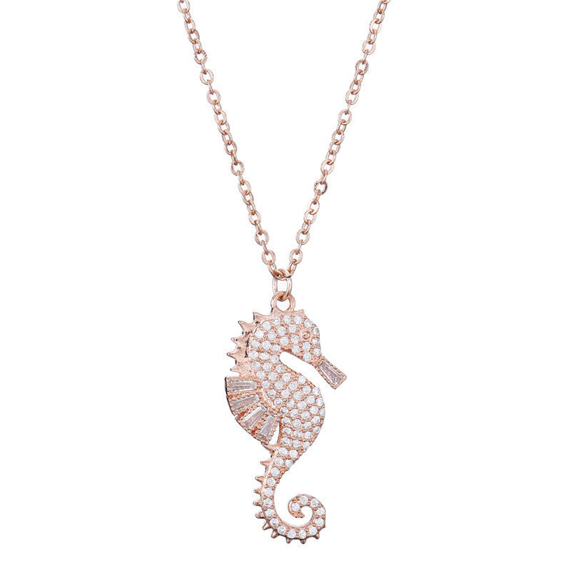 Zircon Seahorse Pendant Fashion Necklace Women