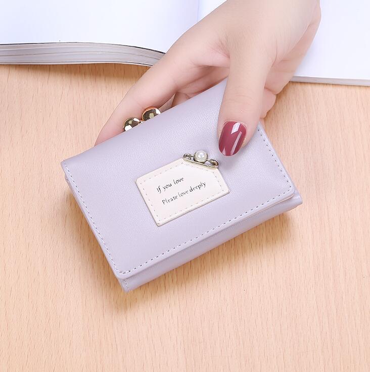 Ladies Simple Leather Short Folding Wallet