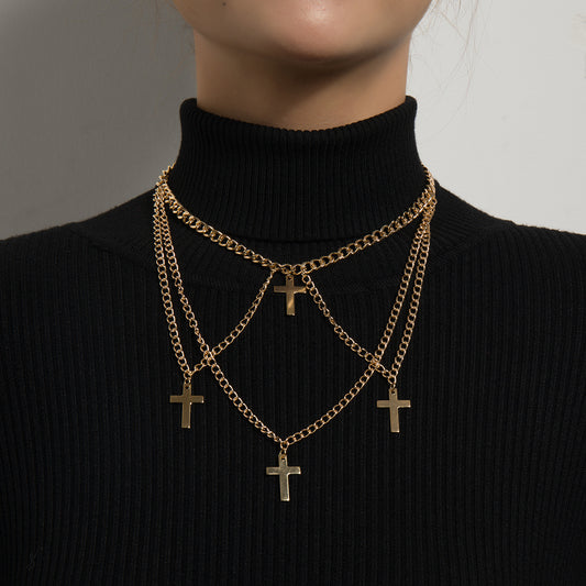 Fashion Trend Multi-layered Cross Pendant Women