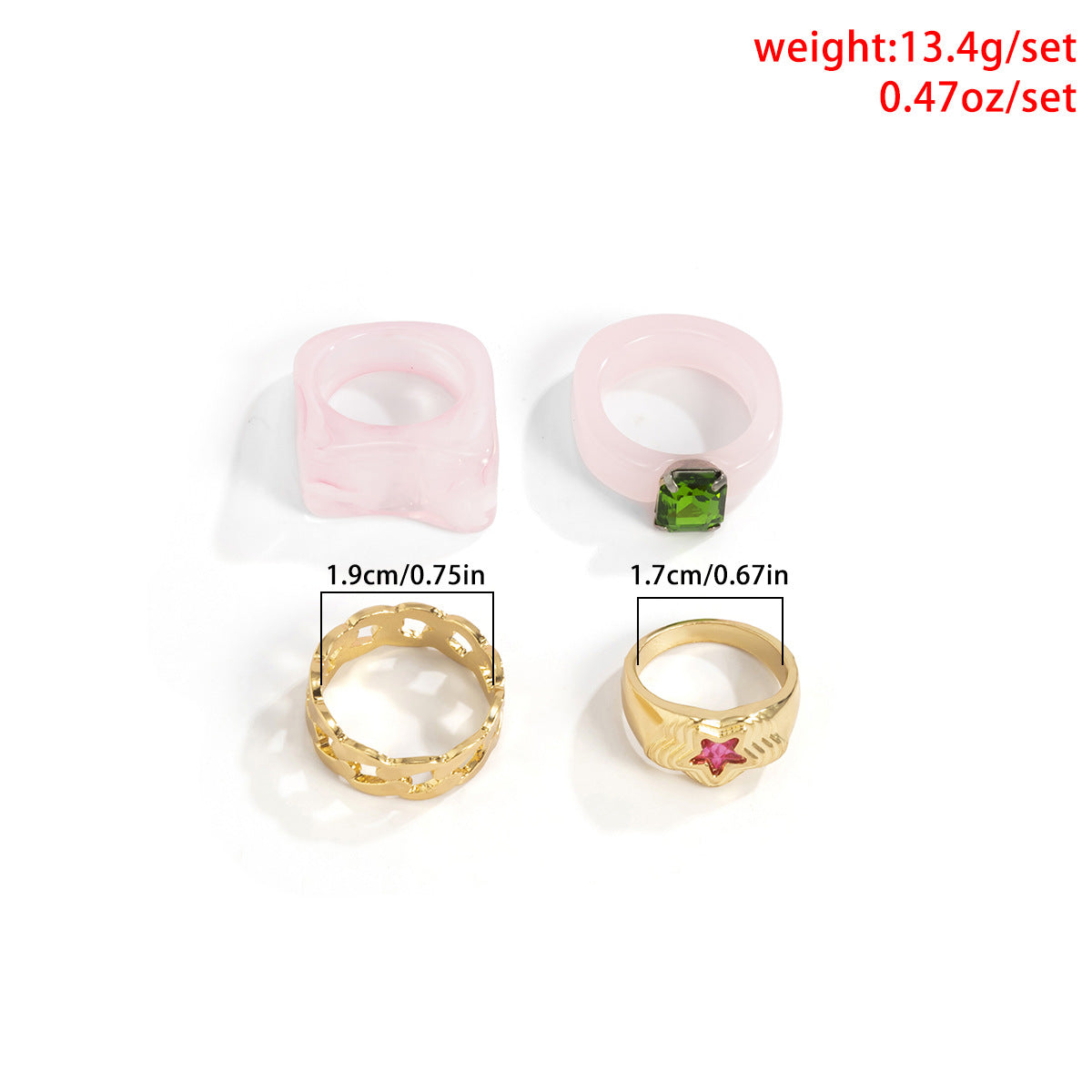 Retro Simple Diamond Emerald Acrylic Ring Women