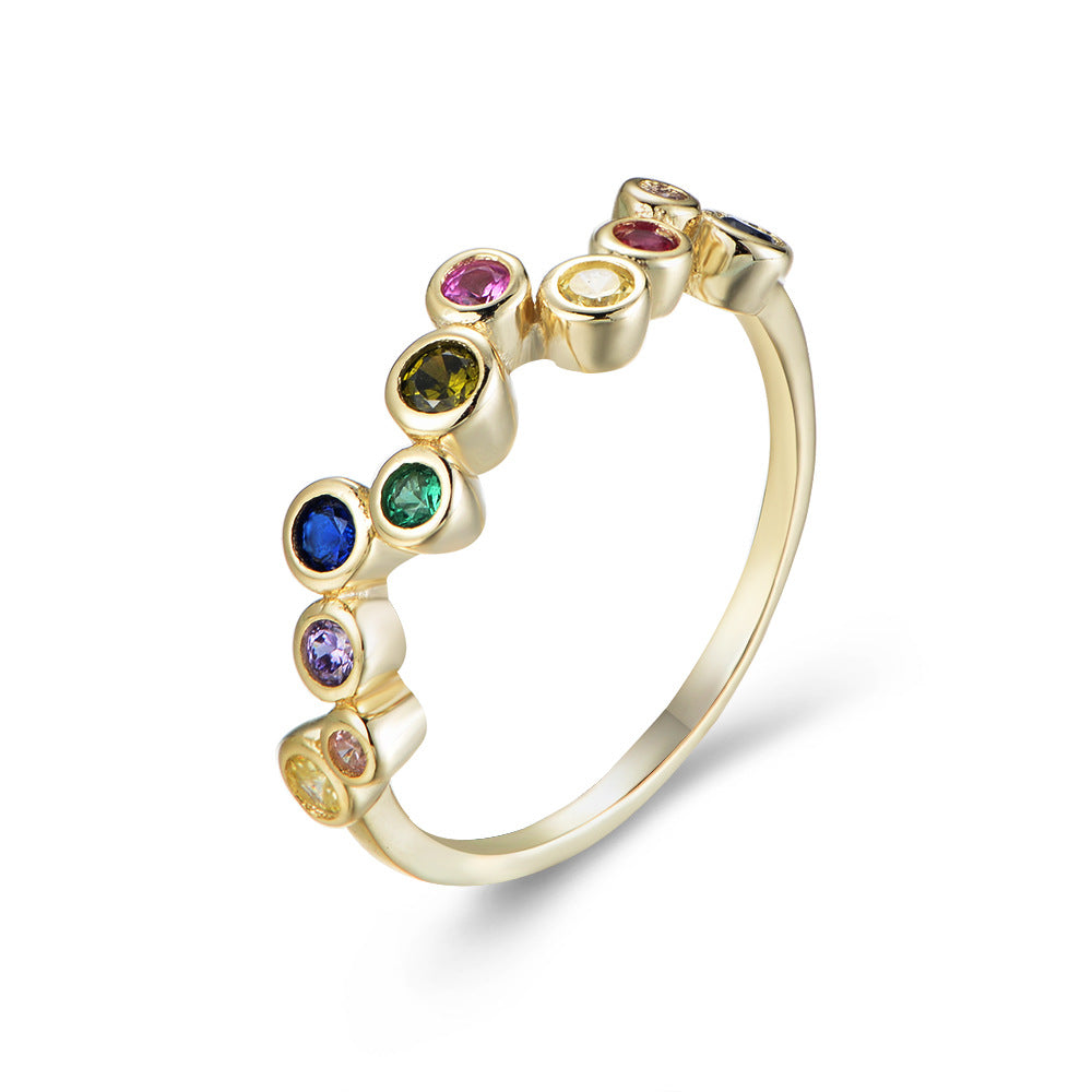 Sterling Silver Iridescent Zircon Ring Women