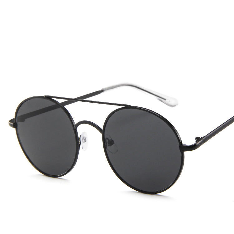 Metal Round Frame Sunglasses, Ocean Piece Sunglasses, Retro Double Beam Sunglasses