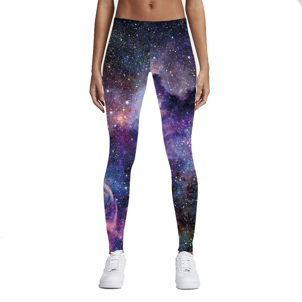 Starry Sky Digital Print Slim Leggings