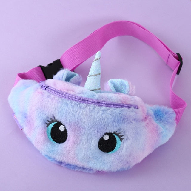Children&#39;s Fanny Pack Cute Unicorn  Plush Toys Belt Gradient Color Chest Bag Cartoon Coin Purse Travel Chest Bag Girls Waist Bag